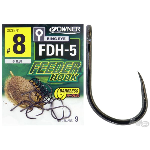 Owner FDH-5 8 Ears, Beardless Feeder Hook 9pcs