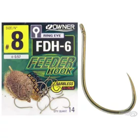Owner FDH-6 8 Eyed,  Barbless Feeder Hook 14pcs