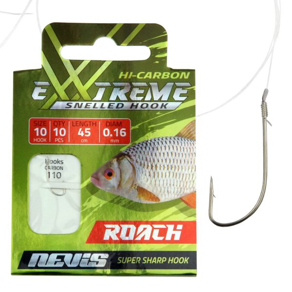 Nevis 12 Bearded, Flat 45cm 0,14mm Monofilament Pre-tied Baiting Hook 10pcs