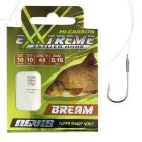   Nevis 12 Barbed, Eyed 45cm 0.14mm Monofilament Pre-tied Bream Hook 10pcs