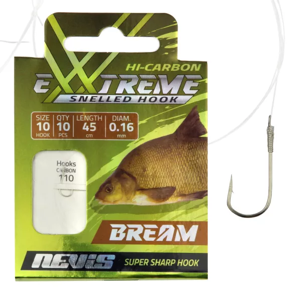 Nevis 14 Barbed, Eyed 45cm 0.12mm Monofilament Pre-tied Bream Hook 10pcs