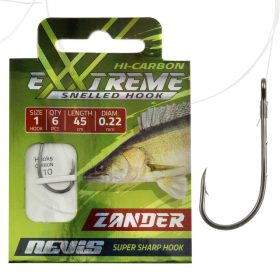   Nevis 2 Barbed, Eyed 45cm 0.22mm Monofilament Pre-tied Pike-perch Hook 6pcs