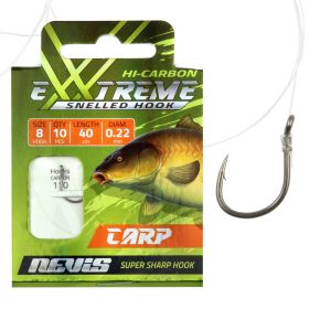   Nevis 6 Barbed, Eyed 40cm 0.25mm Monofilament Pre-tied Carp Hook 10pcs