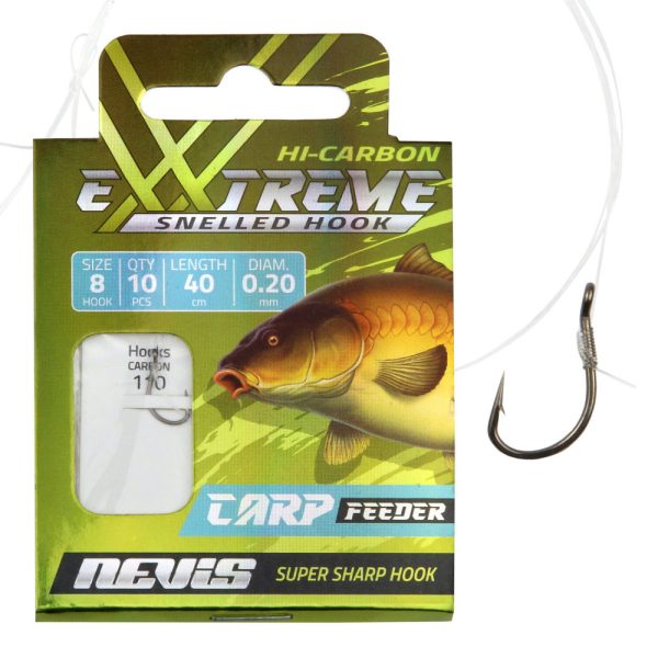 Nevis 8 Barbed, Eyed 40cm 0.20mm Monofilament Pre-tied Feeder Hook 10 pcs
