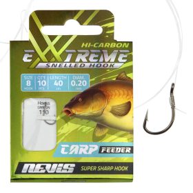   Nevis 12 Barbed, Eyed 40cm 0.18mm Monofilament Pre-tied Feeder Hook 10pcs