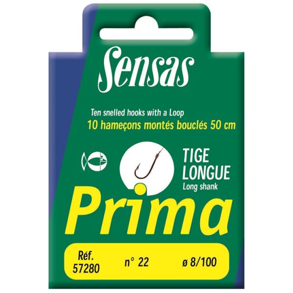 Sensas Prima Longshank Wire 50cm 0,1mm 16 Flat, Bearded Monofilament Pre-tied Hook 10pcs