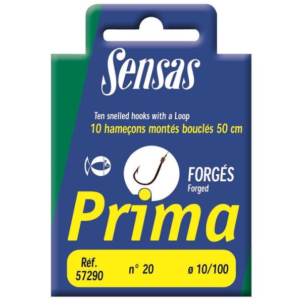 Sensas Prima Forged 50cm 0,14mm 14 Flats, Bearded Monofilament Pre-Hooked 10pcs