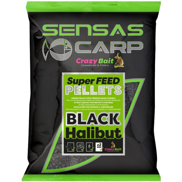 Sensas Super Feed Pellets Black Halibut 6mm Feeding pellets 700gr
