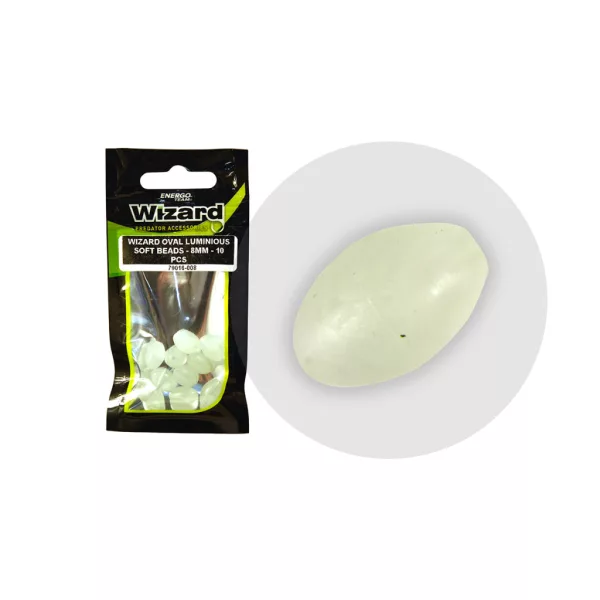 Wizard Catfish Oval Phosphorescent 8mm Rubber Bead 10 pcs