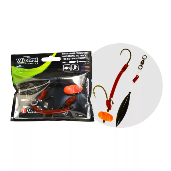 Wizard Monster River Upose Pro Double Monobraid Rig 6/0+8/0 10gr Specimen Catfish Leader