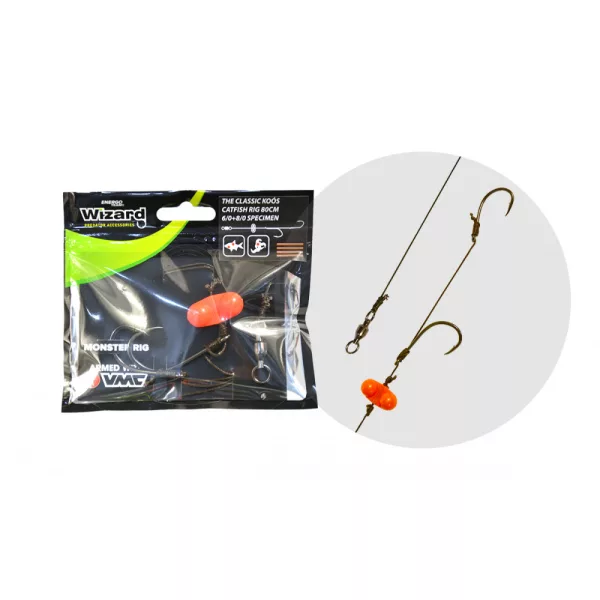 Wizard Monster - The Classic Koós Catfish Rig 6/0+8/0 Round Catfish Leader