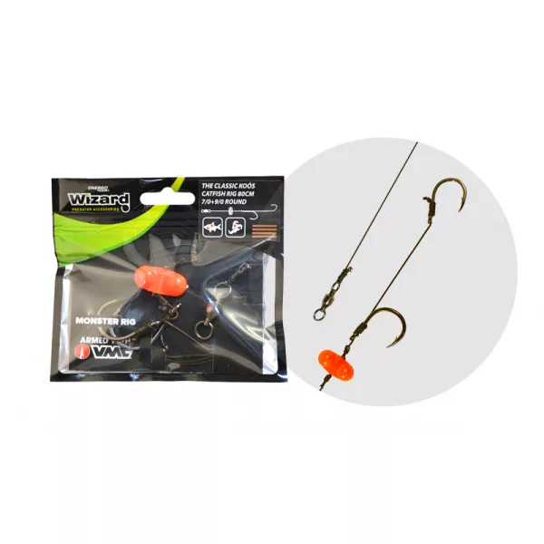 Wizard Monster - The Classic Koós Catfish Rig 7/0+9/0 Round Catfish Leader