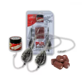   Carp Expert Rapid Pva Bomb Set Rig 30gr+30gr 2 rigs + 6 PVA Bombs + bait Bottom Fishing
