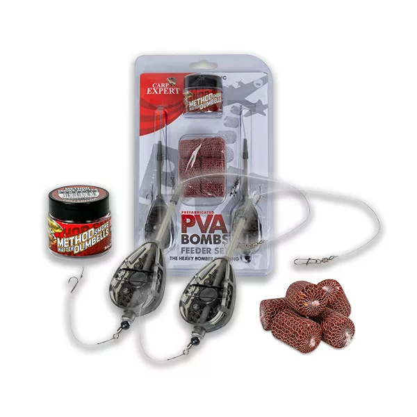 Carp Expert Rapid Pva Bomb Set Rig 40gr+40gr 2 rigs + 6 PVA Bombs + bait Bottom Fishing