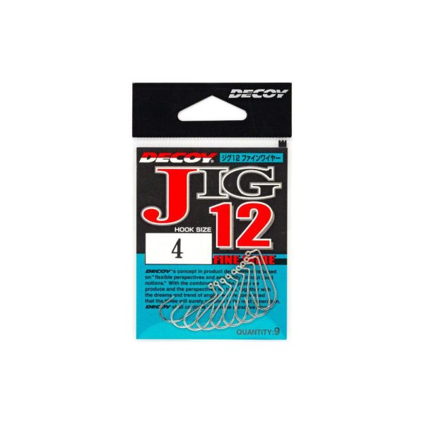 Decoy Jig12 Fine Wire #8 Eyed Barbed Single Jig Hook 9pcs