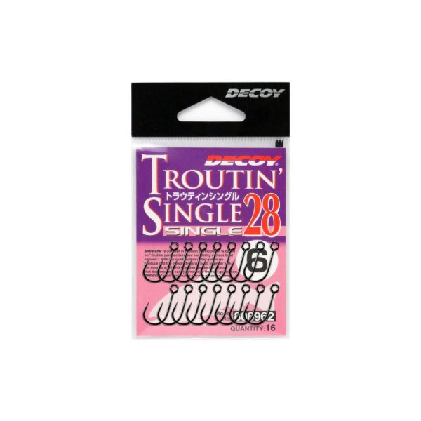 Decoy 28 Troutin Single #4 Eyed Barbed Single Hook for Predatory Fish 16pcs