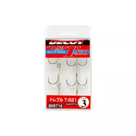 Decoy T-S21 Belly Hook #8 Eyed Barbed Treble Hook 6pcs