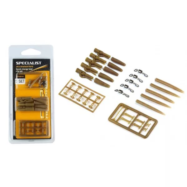 Carp Academy Safety Lead Clip Kit with Quick Clip Brown