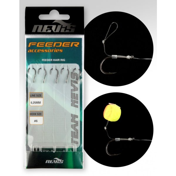 Nevis Feeder monofilament bait Black 8 5pcs/pack Ear Bearded Feeder hook
