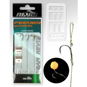   Nevis Feeder braided leader Black 6 3pcs/pack Eyed Barbed Monofilament pre-tied hook