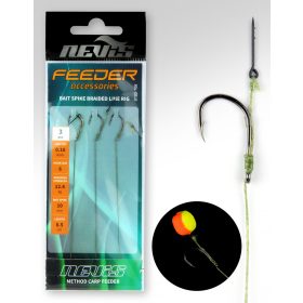   Nevis Feeder Braided Leader with Bait Spike Black 10 3pcs/pack Eyed Barbed Braided Pre-tied Hook