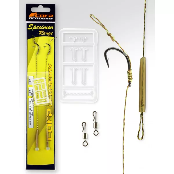 Carp Academy Basic Super Rig Black 2 2pcs/pack Eyed Barbed Boilie hook