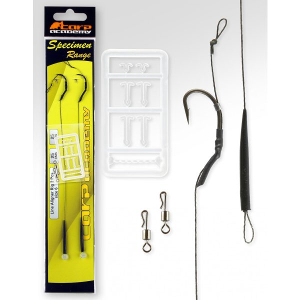 Carp Academy Line Aliger Rig Black 4 2pcs/pack Ear Bearded Braided Pre-rigged Hook