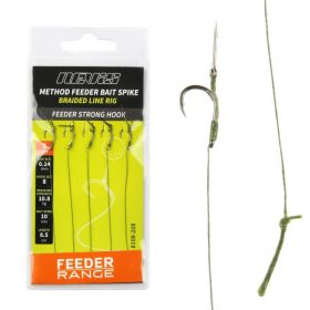   Nevis 12 Barbed, Eyed Feeder Braided Pre-Tied Hook with Bait Spike 5 pcs