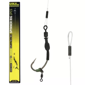   Carp Academy Spinner Rig Curved Shank Rig 2 Barbed, Eyed Boilie Spinner Hook