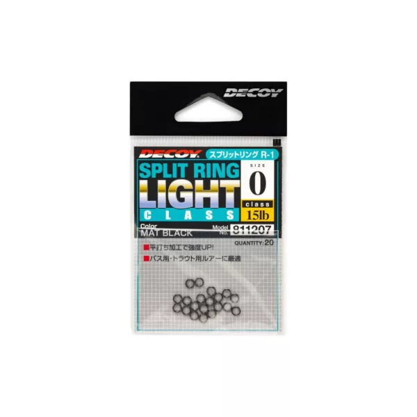 Decoy R-1 Light Class Black 00 12lb Split Ring 20pcs