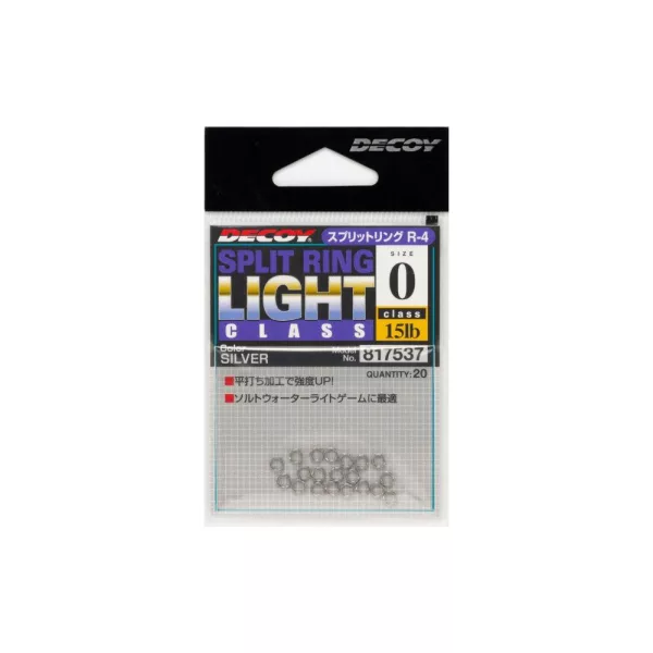 Decoy R-4 Light Class Silver 0 15lb Split Ring 20 pcs