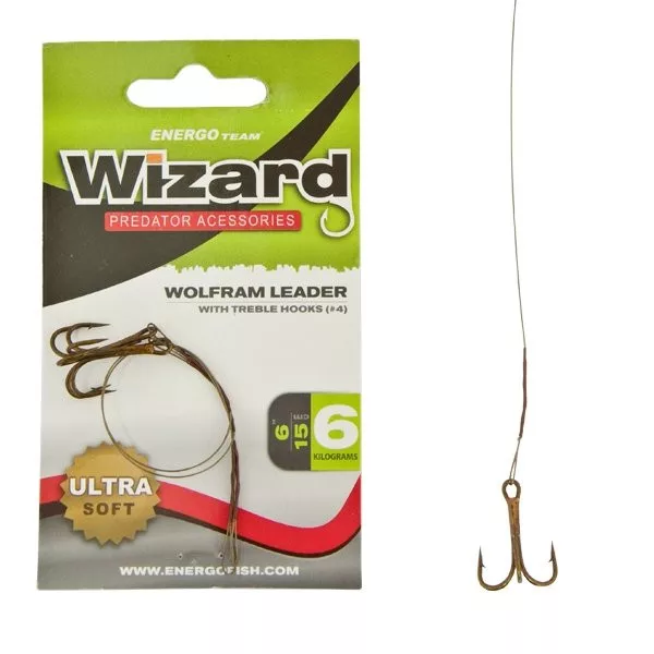 Tungsten Leader with Treble Hook 6 6Kg 2Pcs/Pack