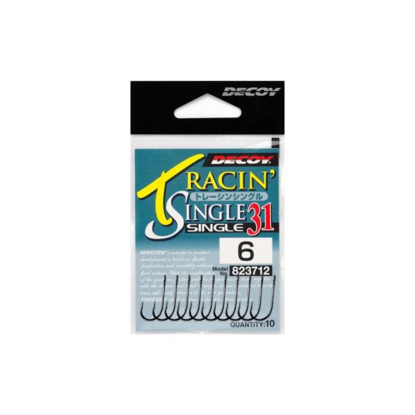 Decoy 31 Tracin Single #4 Eyed Barbed Single Predator Hook 10pcs