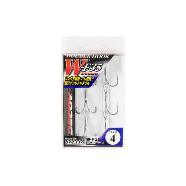 Decoy W-F35 #1 Eyed Barbed Double Hook 4pcs