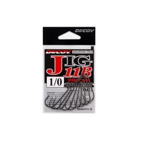   Decoy Jig11B Strong Wire Black #1 Eyed Barbed Single Jig Hook 9pcs