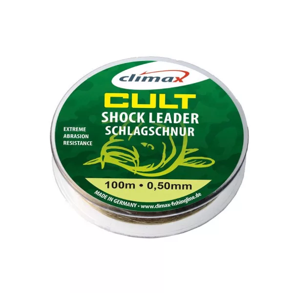 Climax Cult Carp Shock Leader 100m 0.50mm 35lb 15.5kg Camouflage Monofilament Leader