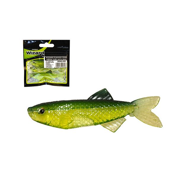 Wizard Flapper Shad Green 7cm Műcsali 3db