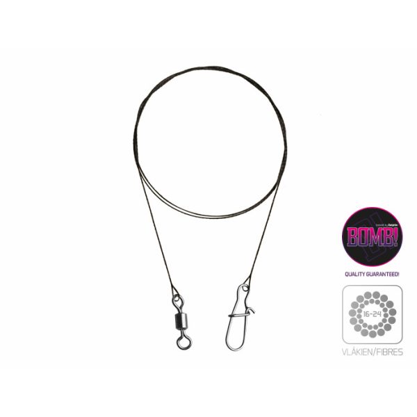 Tungsten leader BOMB! with swivel and snap / 20 fibres 2pcs/35cm/11kg
