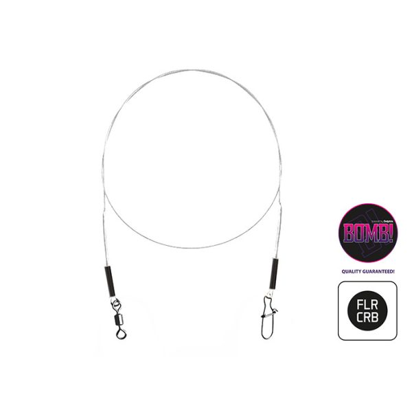 Fluorocarbon wire BOMB! w. swivel and snap hook 2pcs/45cm/18kg