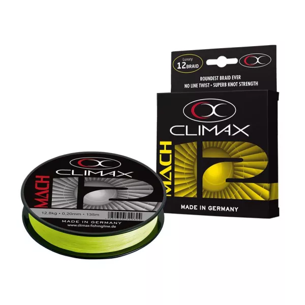 Climax Mach X12 Fluo Yellow 135m 0,23mm 14,9kg Braided Mainline
