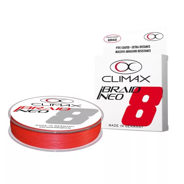 Climax iBraid Neo X8 Fluo Red 135m 0,12mm 8,5kg Braided Mainline