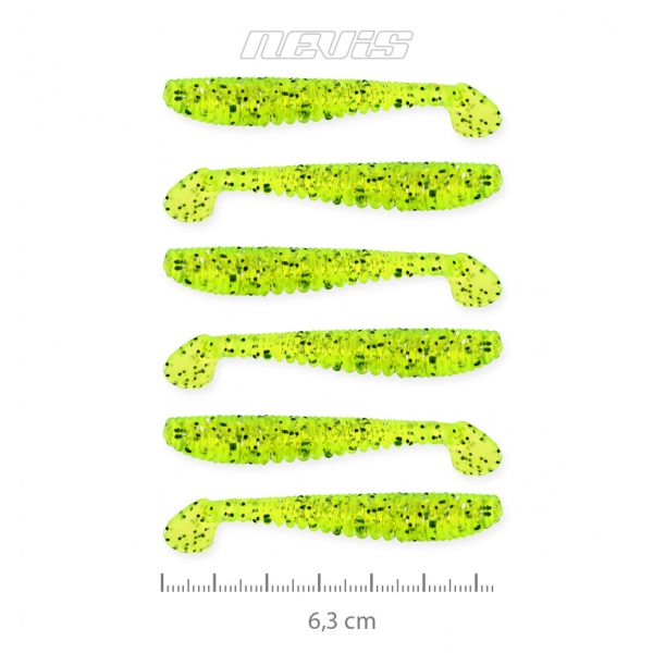 Nevis Impulse Shad 6,3cm 1,77gr 6db/cs FluoZreen Flitter Plastic bait
