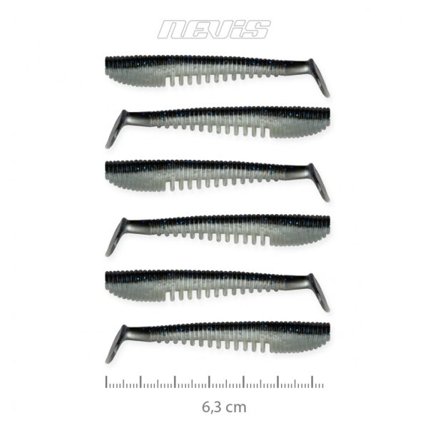 Nevis Impulse Shad 6.3cm 1.77gr 6pcs/pack Black-Silver Plastic bait