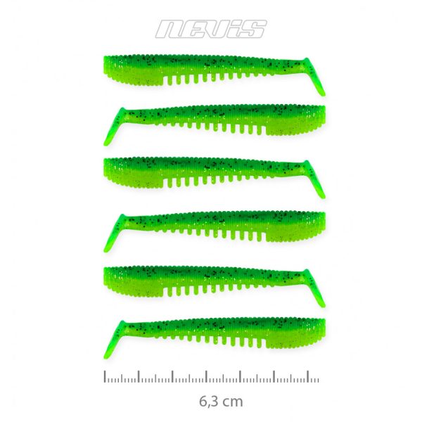 Nevis Impulse Shad 6,3cm 1,77gr 6pcs/cs Green Flitter Plastic bait