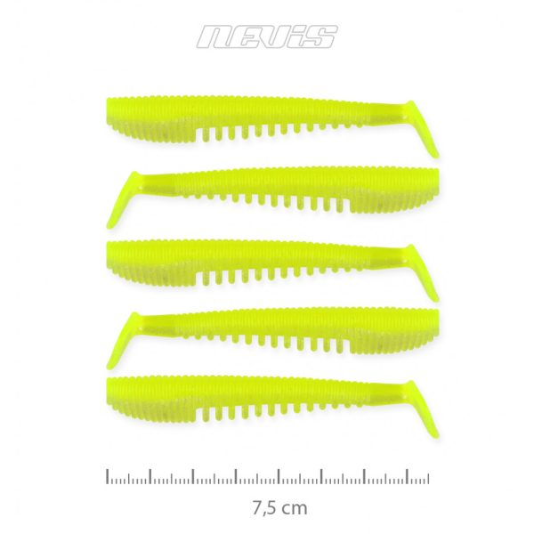 Nevis Impulse Shad 7,5cm 3,05gr 5pcs/cs Fluo Green Plastic bait