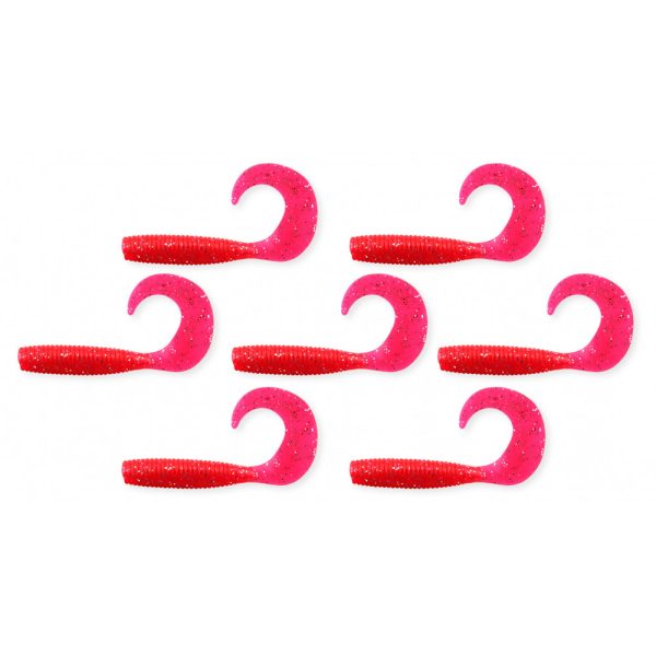 Nevis Twister 6cm 2,54gr 7db/cs Red Flitter Plastic bait