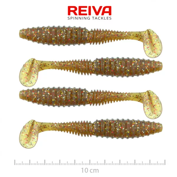 Reiva Zander Power Shad 10cm 7.05gr 4pcs/pack (Brown Glitter) Plastic lure
