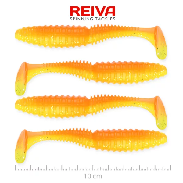 Reiva Zander Power Shad Shiny Orange 10cm Plastic Bait 4pcs
