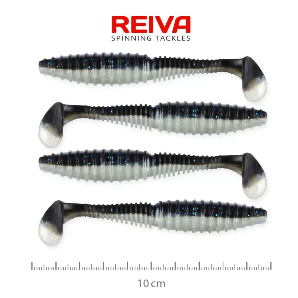 Reiva Zander Power Shad 10cm 7.05gr 4pcs/pack (Black Silver) Plastic lure