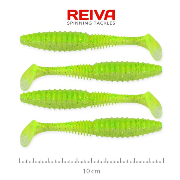 Reiva Zander Power Shad 10cm 7,05gr 4db/cs (Fluo Green Flitter I.) Plastic bait